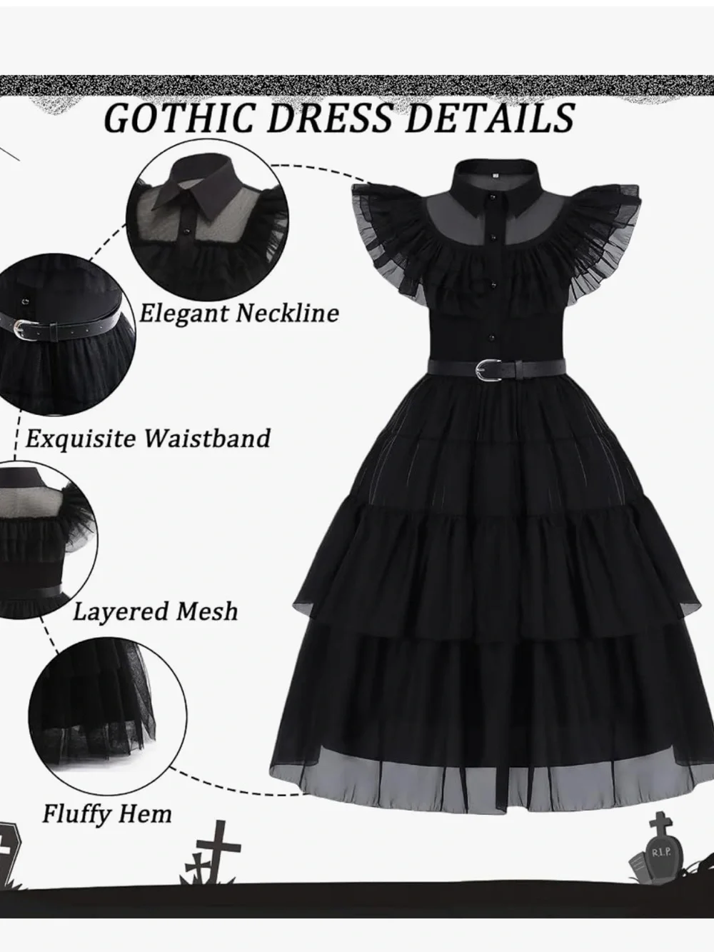 Girls gothic Wednesday inspired costume